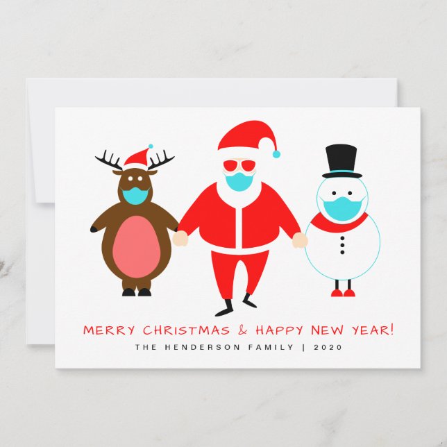 Frohe Weihnachts-Weihnachtsmaske Feiertagskarte (Vorderseite)