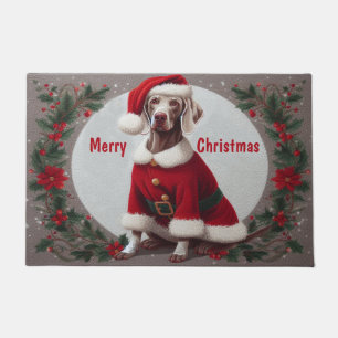 Frohe Weihnachts Weimaraner Hund mit Weihnachtsman Fußmatte