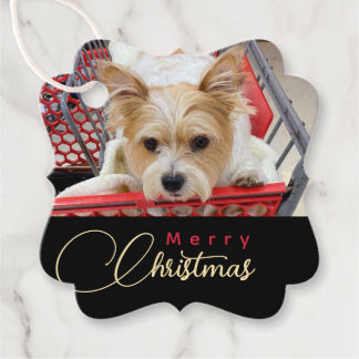 Frohe Weihnachts Welpe Foto Einkaufskorb Gefallen  Geschenkanhänger