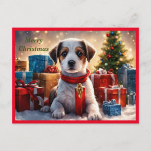 Frohe Weihnachts Welpen Weihnachtskarte Feiertagspostkarte