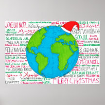 Frohe Weihnachts-Weltsprachen-Poster