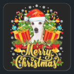 Frohe Weihnachts-Whippet-Mama Vater Xmas Quadratischer Aufkleber<br><div class="desc">Frohe Weihnachts-Whippet-Mama Vater Xmas</div>
