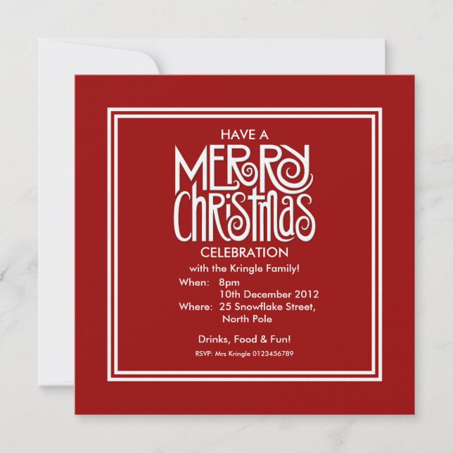 Frohe Weihnachts-White-Theme-Party Einladung (Vorderseite)