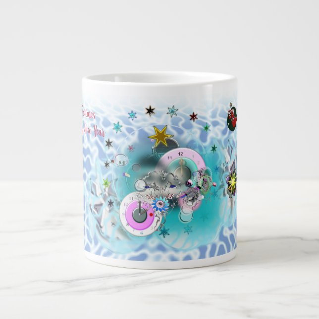 Frohe Weihnachts Wind Santa Claus Sock Jumbo-Tasse (Vorderseite)