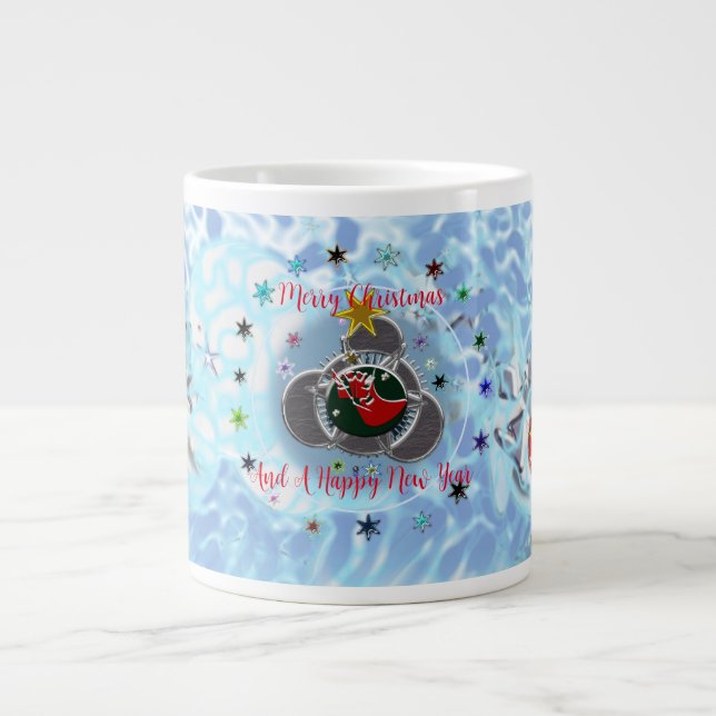 Frohe Weihnachts Wind Santa Claus Sock Jumbo-Tasse (Vorderseite)