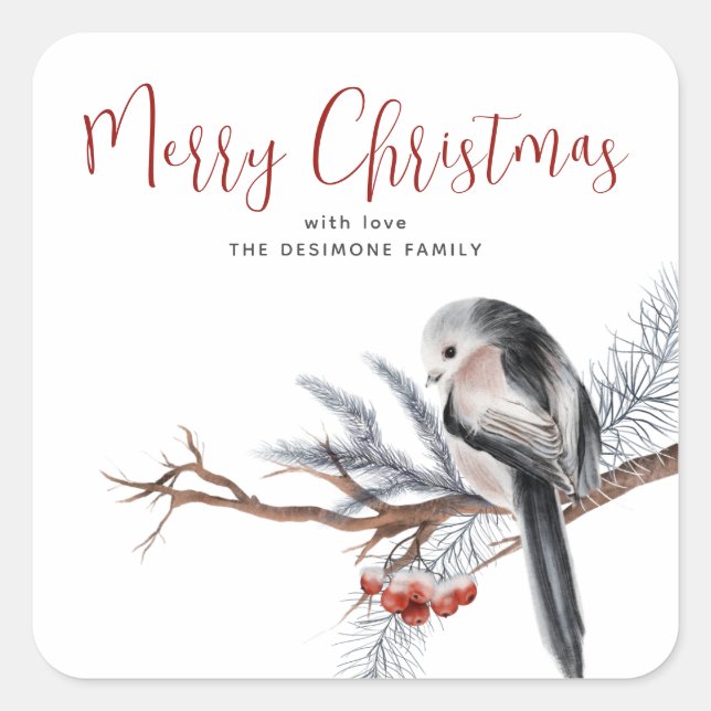 Frohe Weihnachts Winter Bird Holiday Sticker (Vorderseite)