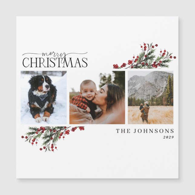 Frohe Weihnachts Winter Foto Holiday Card Magnet (Vorderseite)