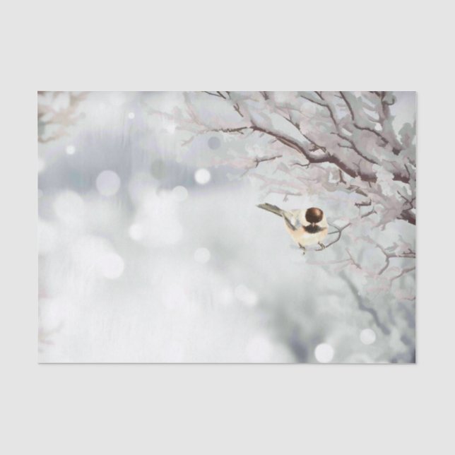 Frohe Weihnachts Winter Frost Bird Traditionell Seidenpapier (Vorderseite)