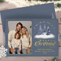 Frohe Weihnachts Winter Schnee Familie Foto Gold