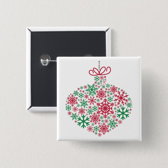 Frohe Weihnachts Winter Snowflake Muster Button (Vorne & Hinten)