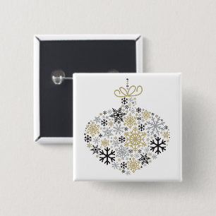 Frohe Weihnachts Winter Snowflake Muster Button