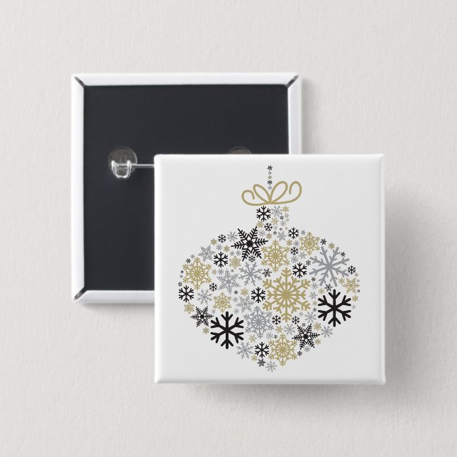 Frohe Weihnachts Winter Snowflake Muster Button (Vorne & Hinten)