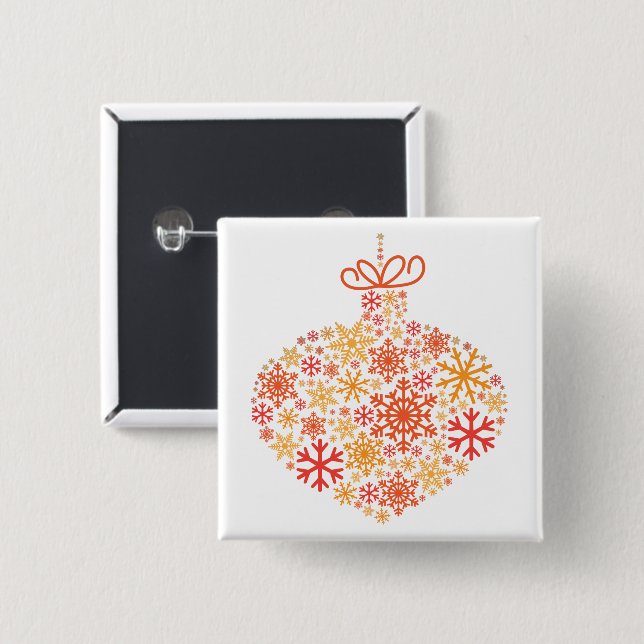 Frohe Weihnachts Winter Snowflake Muster Button (Vorne & Hinten)