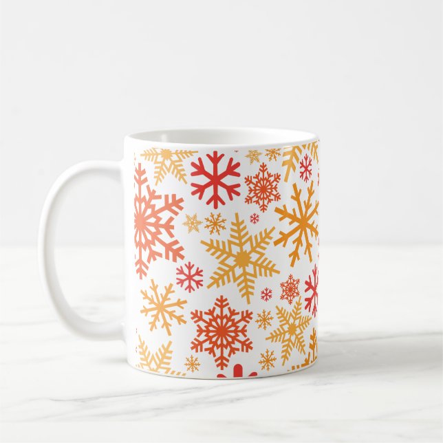 Frohe Weihnachts Winter Snowflake Muster Kaffeetasse (Links)