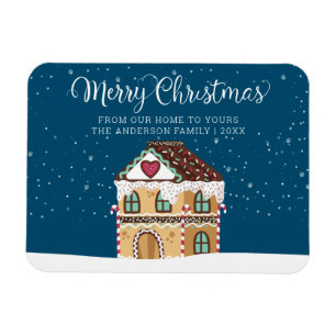 Frohe Weihnachts Winter Szene Gingerbread House Magnet