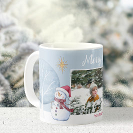 Frohe Weihnachts-WinterIllustration zwei Fotos Kaffeetasse