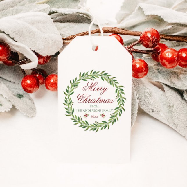 Frohe Weihnachts-Winterkranz-Familie Geschenkanhänger (Von Creator hochgeladen)