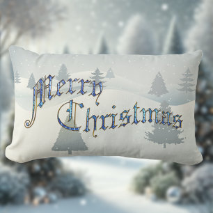 Frohe Weihnachts-Winterlandschaft Kissen Für Draußen