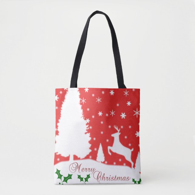 Frohe Weihnachts-Winterschneeflocken Tasche (Vorderseite)