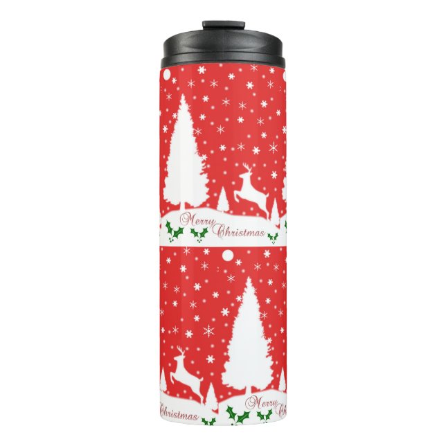 Frohe Weihnachts-Winterschneeflocken Thermosbecher (Vorderseite)