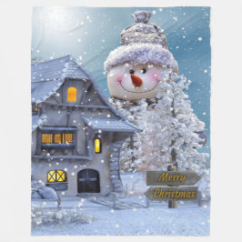 Frohe Weihnachts-Winterwunderland-Fleece Fleecedecke