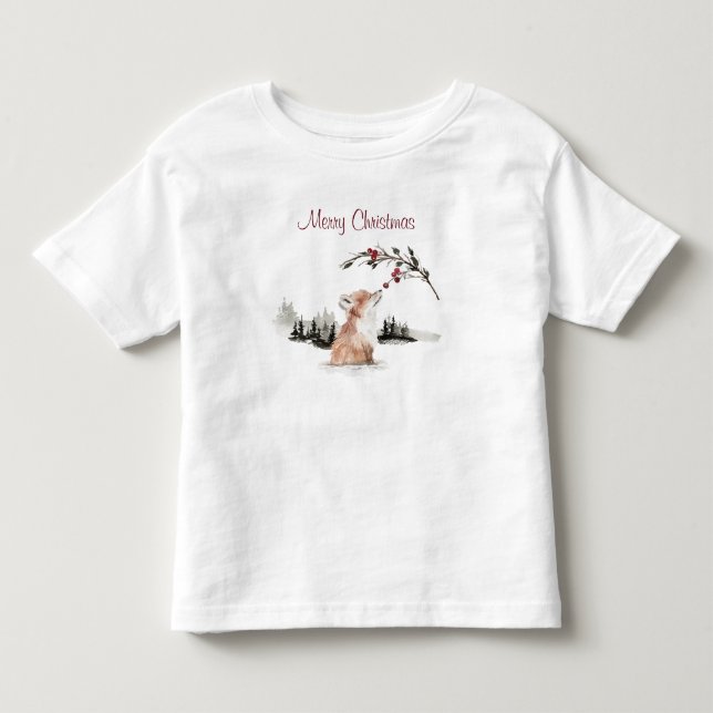 Frohe Weihnachts-Woodland-Fox Kleinkind T-shirt (Vorderseite)