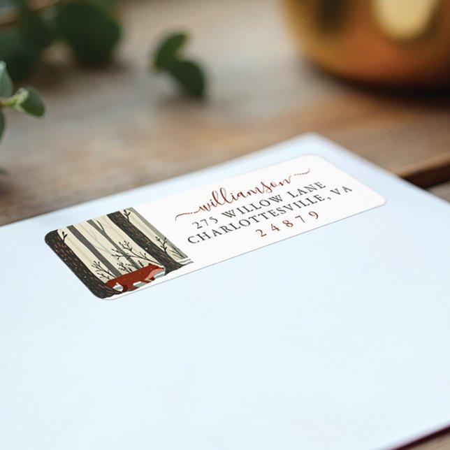 Frohe Weihnachts-Woodland Winter Forest Fox-Adress (Merry Christmas Woodland Winter Forest Fox Address Label)