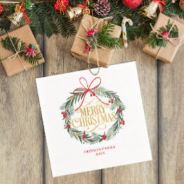 Frohe Weihnachts-Wreath-Feier Napkins Serviette