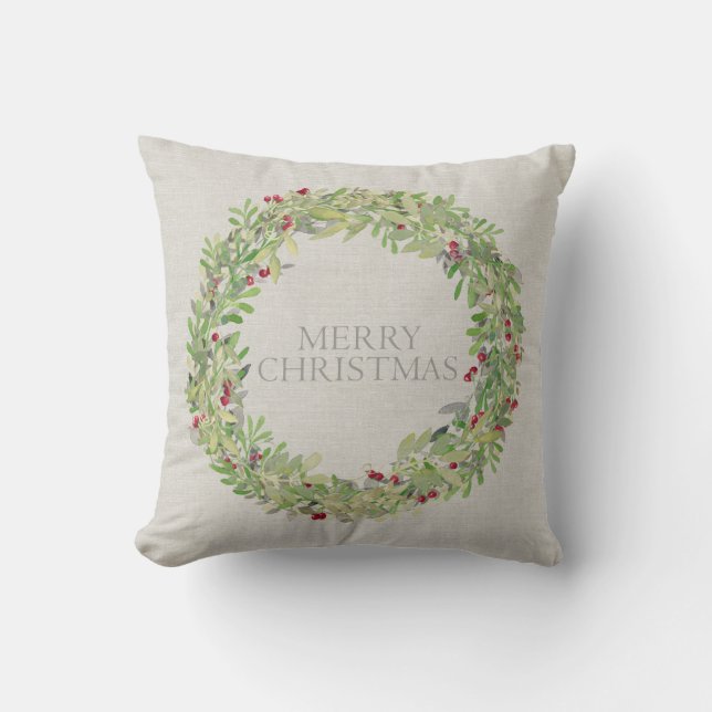 Frohe Weihnachts-Wreath-Grauschnuppe Kissen (Vorderseite)