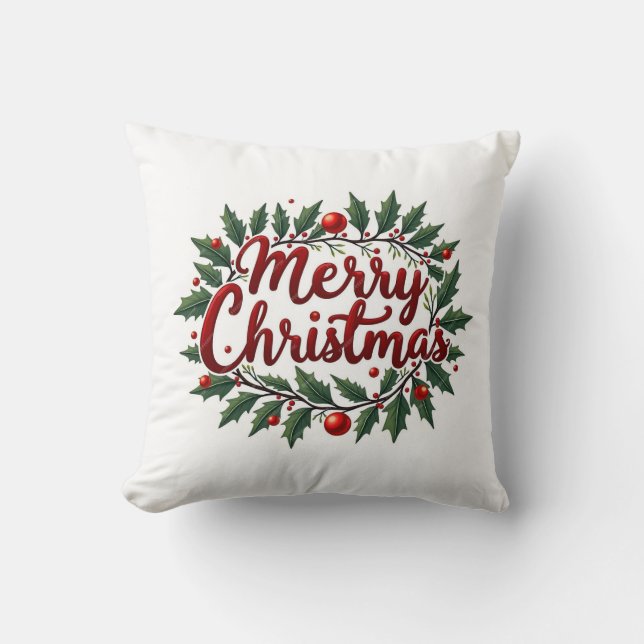 Frohe Weihnachts-Wreath-Kissen Kissen (Vorderseite)
