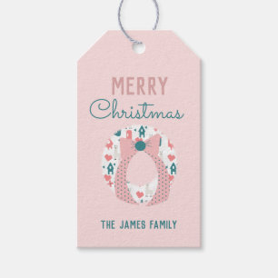 Frohe Weihnachts-Wreath-Llama-Musterfamilie Geschenkanhänger