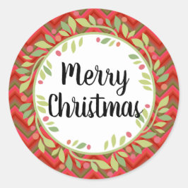 Frohe Weihnachts Wreath Retro Red Runder Aufkleber