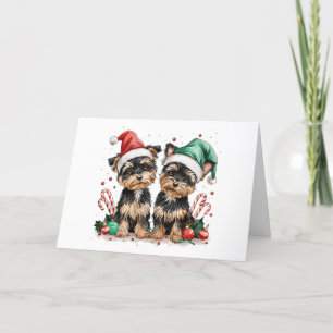 Frohe Weihnachts Yorkshire Terrier Dogs Feiertagskarte