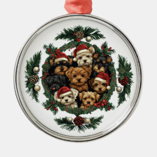 Frohe Weihnachts Yorkshire Terrier Dogs Ornament Aus Metall