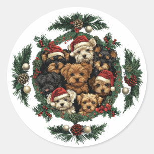Frohe Weihnachts Yorkshire Terrier Dogs Runder Aufkleber