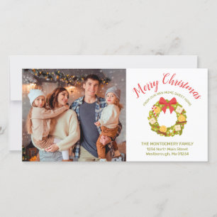 Frohe Weihnachts-Zitrus-Wreath Familie Foto Moving Ankündigung