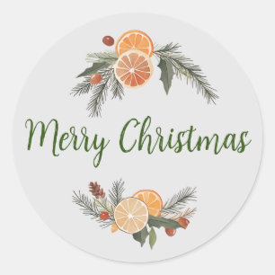 Frohe Weihnachts Zitrusfrüchte Runde Stickers