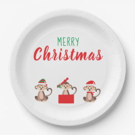 Frohe Weihnachtsaffen Weihnachtsmänner Pappteller