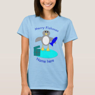 Frohe Weihnachtsangeln Pinguin Custom T Shirt