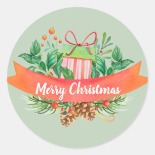 Frohe Weihnachtsaufkleber & Etiketten Runder Aufkleber