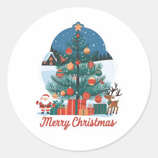 Frohe Weihnachtsaufkleber: fröhliches neues Modell Runder Aufkleber (Vorderseite)