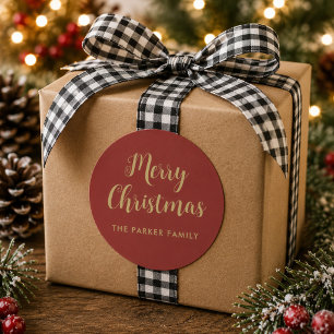 Frohe Weihnachtsaufkleber   Imitate Gold Lässige S Runder Aufkleber