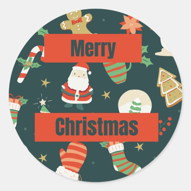 Frohe Weihnachtsaufkleber. Klassischer Rundaufkleb Runder Aufkleber (Vorderseite)