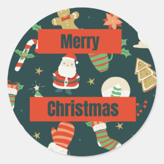 Frohe Weihnachtsaufkleber. Klassischer Rundaufkleb Runder Aufkleber