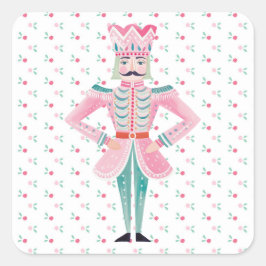 Frohe Weihnachtsaufkleber mit Preppy Nutcracker Quadratischer Aufkleber