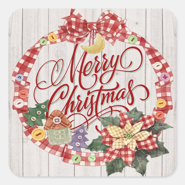 Frohe Weihnachtsaufkleber Quadratischer Aufkleber (Vorderseite)