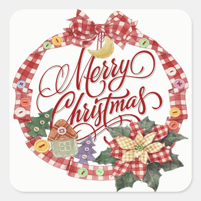 Frohe Weihnachtsaufkleber Quadratischer Aufkleber (Vorderseite)