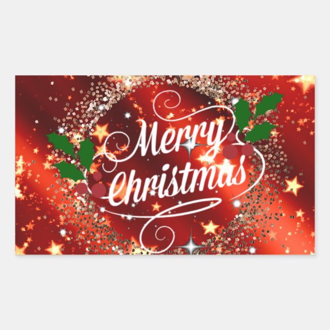 Frohe Weihnachtsaufkleber Rechteckiger Aufkleber (Vorderseite)
