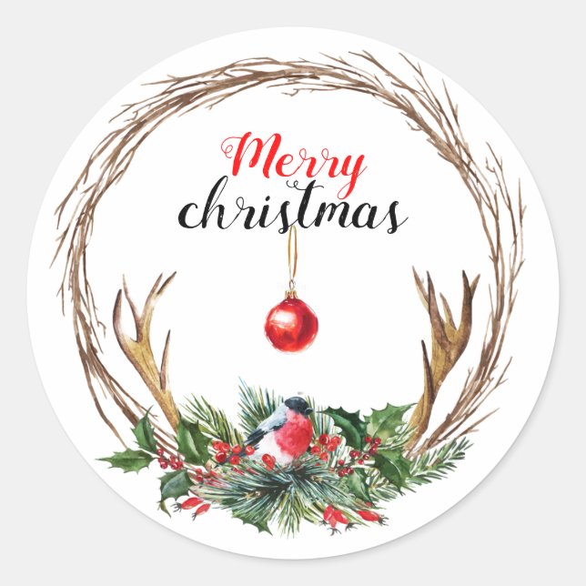 Frohe Weihnachtsaufkleber Runder Aufkleber (Vorderseite)