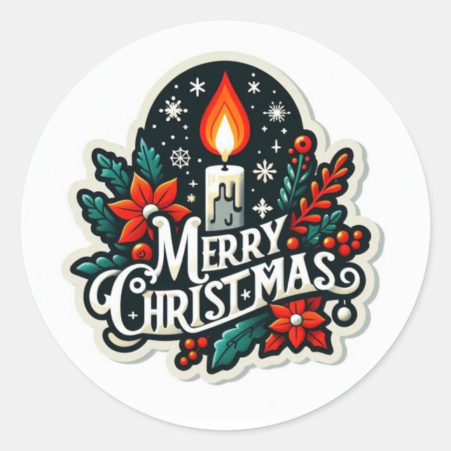 Frohe Weihnachtsaufkleber Runder Aufkleber (Vorderseite)